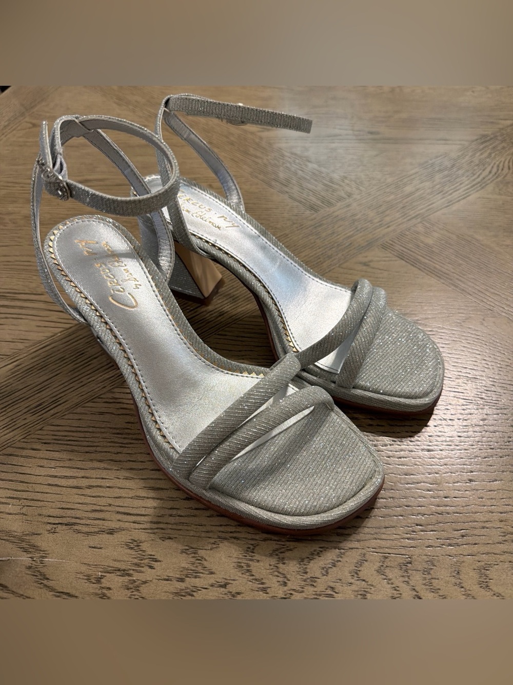 Circus by Sam Edelman Silver Glitter Ankle Strap women's Sandals Shoes Size 7.5